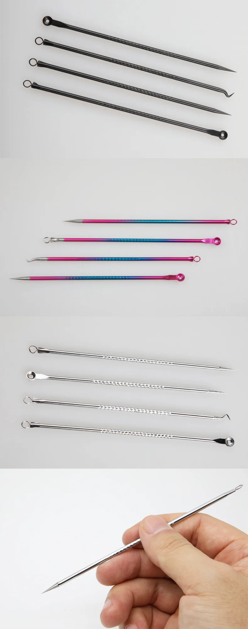 4-in-1 Dual-Head Acne Needle & Blackhead Extractor Set - Professional Spot Cleaner & Skin Care Tool Kit