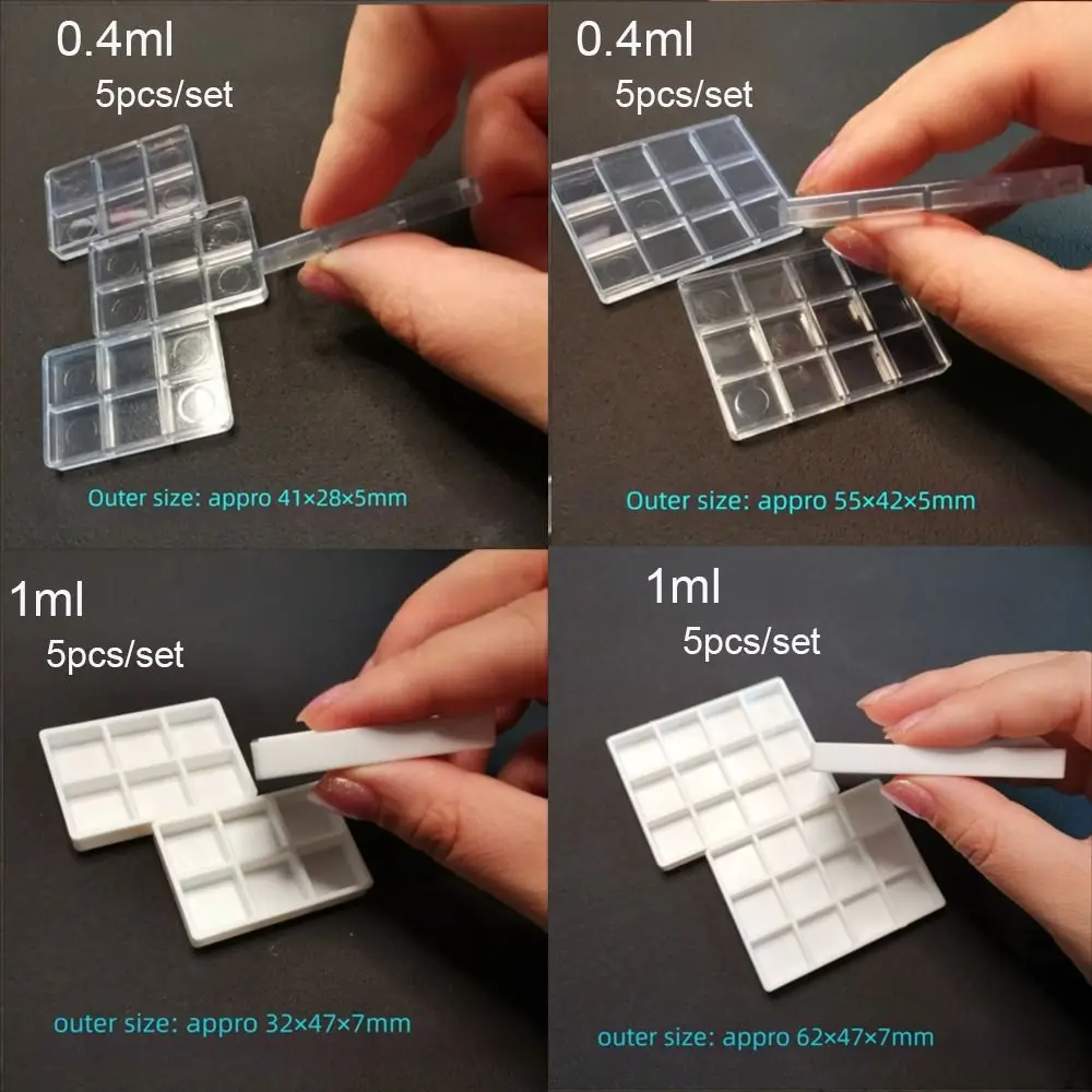 5/20/50pcs 플라스틱 안료 상자 미니 사이즈 흰색 투명 페인트 팬 직사각형 아티스트 팔레트 DIY 수채화 유화