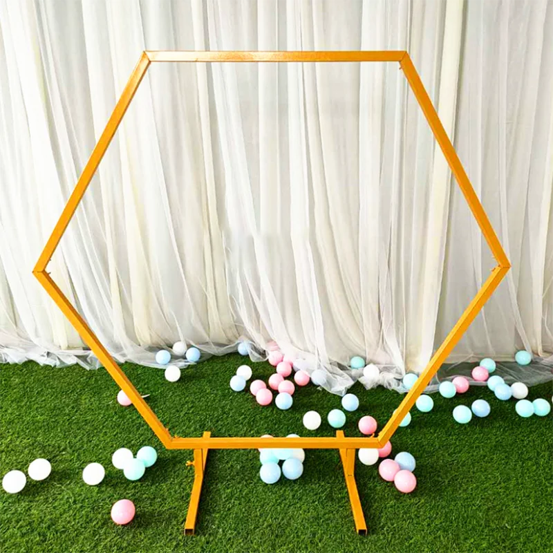 

2M Hexagon Wedding Arch Metal Hexagonal Backdrop Flower Stand Geometric Home Party Decoration Birthday Party Supplies