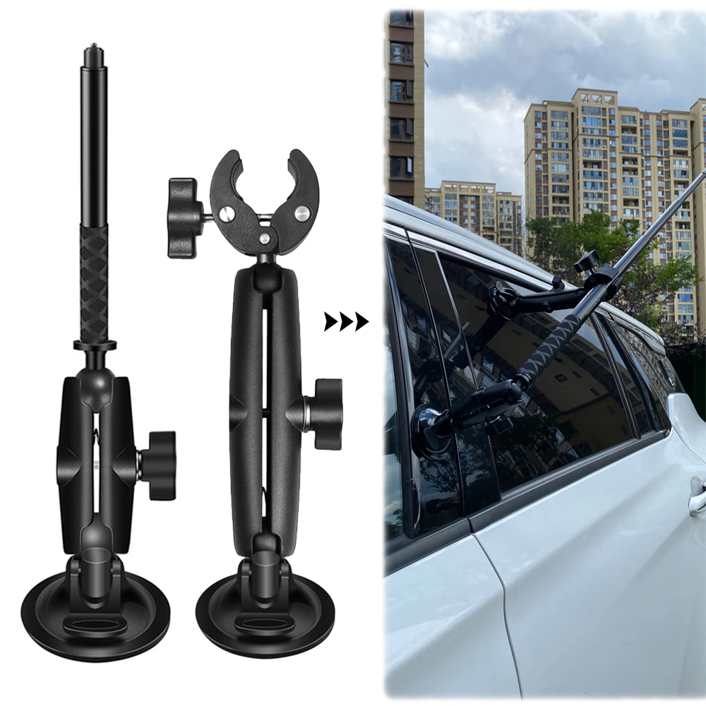 Car BallHead Suction Cups Holder and Invisible Selfie Stick for GoPro Max Hero 11 10 9 8 insta360 X3 One R X2 Camera Accessories