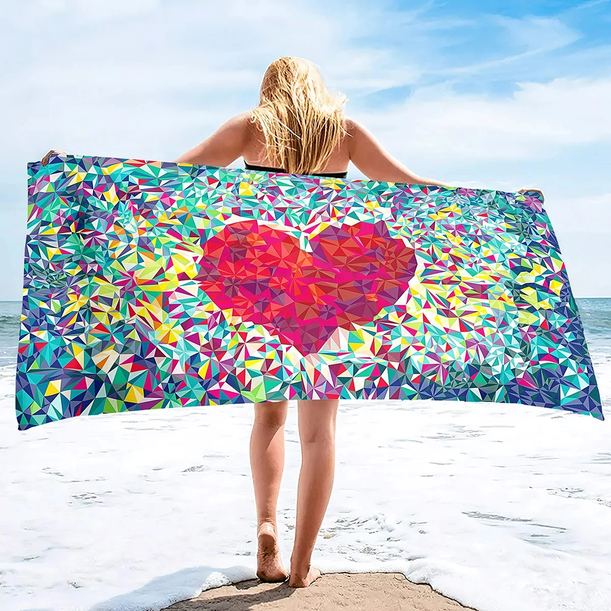 

Valentine's Day Beach Towel Romantic Love Heart Bath Towel Bathroom Sport Bar Towels Microfiber Shower Quick Dry Swimming Cover