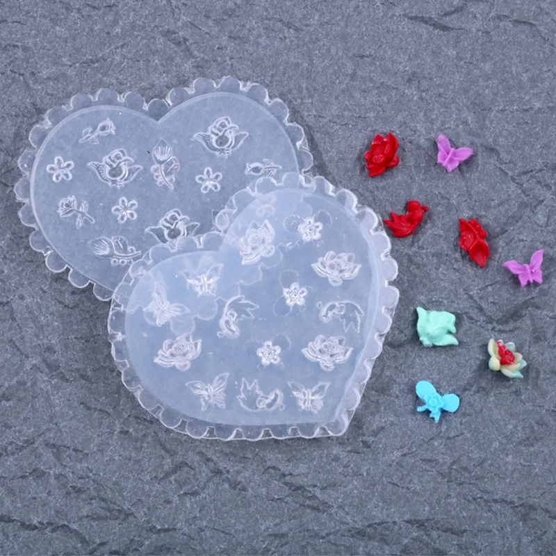 1pcs/Lot Japanese Soft Silicone Nail Peach Heart Bow Mold 3D Carved Cartoon Template Nails Accesories For Salon DIY 3