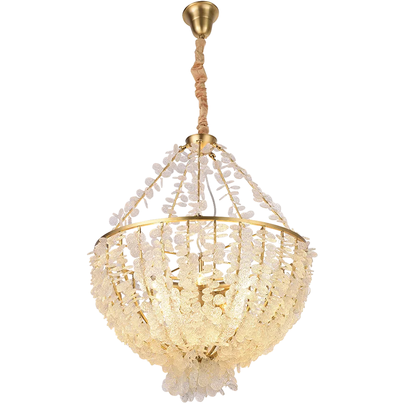 

Light luxury living room chandelier post-modern crystal household LED dining room lamp all copper villa lantern art decorative l