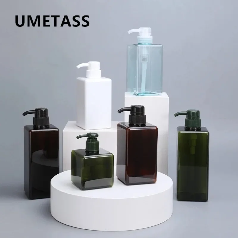 Refillable Bottle Refillable Lotion Bottle Refillable Empty Bottle 250ml,450ml,650ml Thicken Square Refillable bottle PETG Shower Gel Shampoo Soap Liquid Dispenser Container 1PC