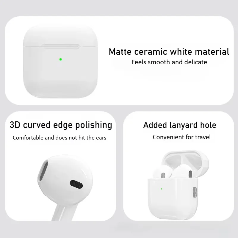 Wireless Earphones Bluetooth Headphones Noise Cancell Stereo Music Earbuds Touch Control Earbud With Microphone Pro 4 lanyard 5