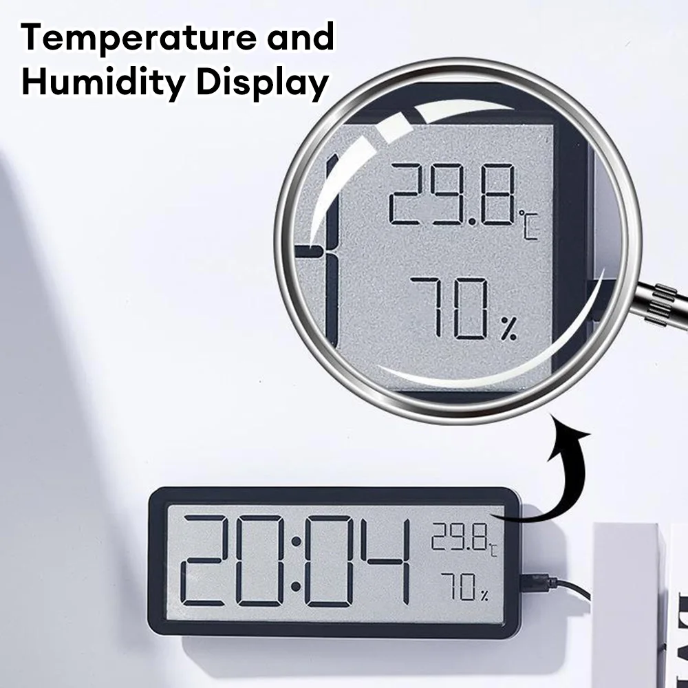 LCD Screen Digital Wall Clock Time Temperature Humidity Display Electronic Hanging Desktop Battery Powered wall clock,digital wall clock,digital display clock