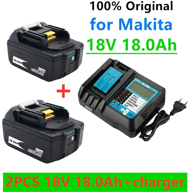 Bl1860 rechargeable battery 18v 18000mah lithium ion for makita 18v battery  bl1840 bl1850 bl1830 bl1860b lxt 400 + charger - AliExpress