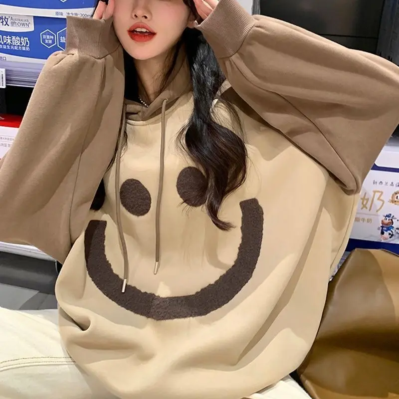 Contrasting Colors Hoodies Women Casual Full Sleeve Hoody Sweatshirt Harajuku Patchwork Oversize Hoodie Y2k Clothes Streetwear