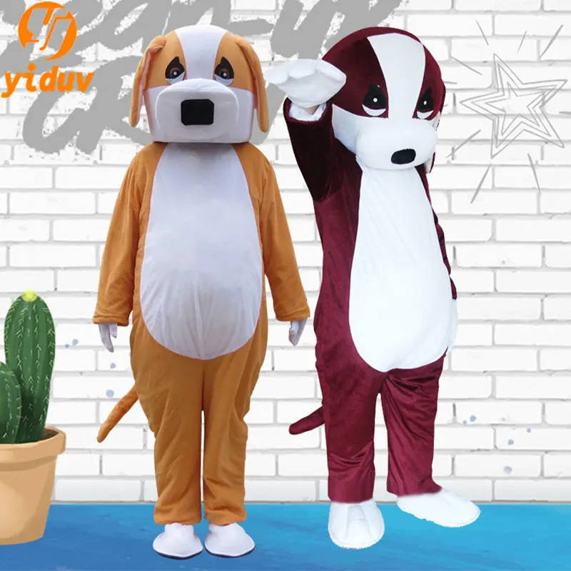 

Cute Adorable Red Yellow Dog Cartoon Mascot Cosplay Costume Animal Characters Props Suit Birthday Easter Purim Carnival Helmet
