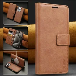 Leather Wallet Phone Case with Magnetic MagSafe Wireless Charging and Flip Cover Design - iPhone 17 E (Brwon)