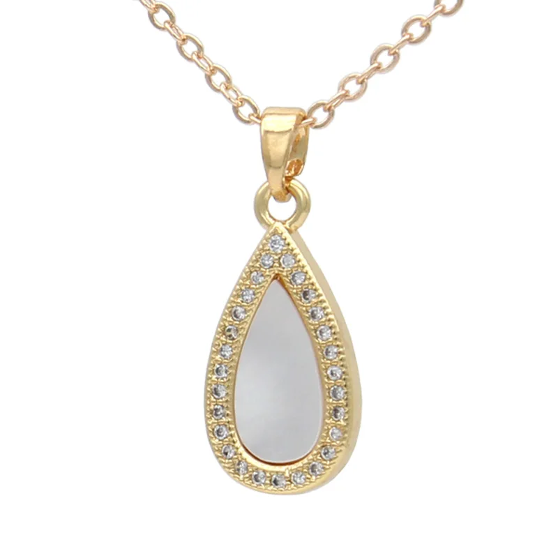 S&Z DESIGN New Fashion Elegant Water Drop Shell Pendant Necklace For Women Classic Micro Wax Inlay Cubic Zirconia Jewelry