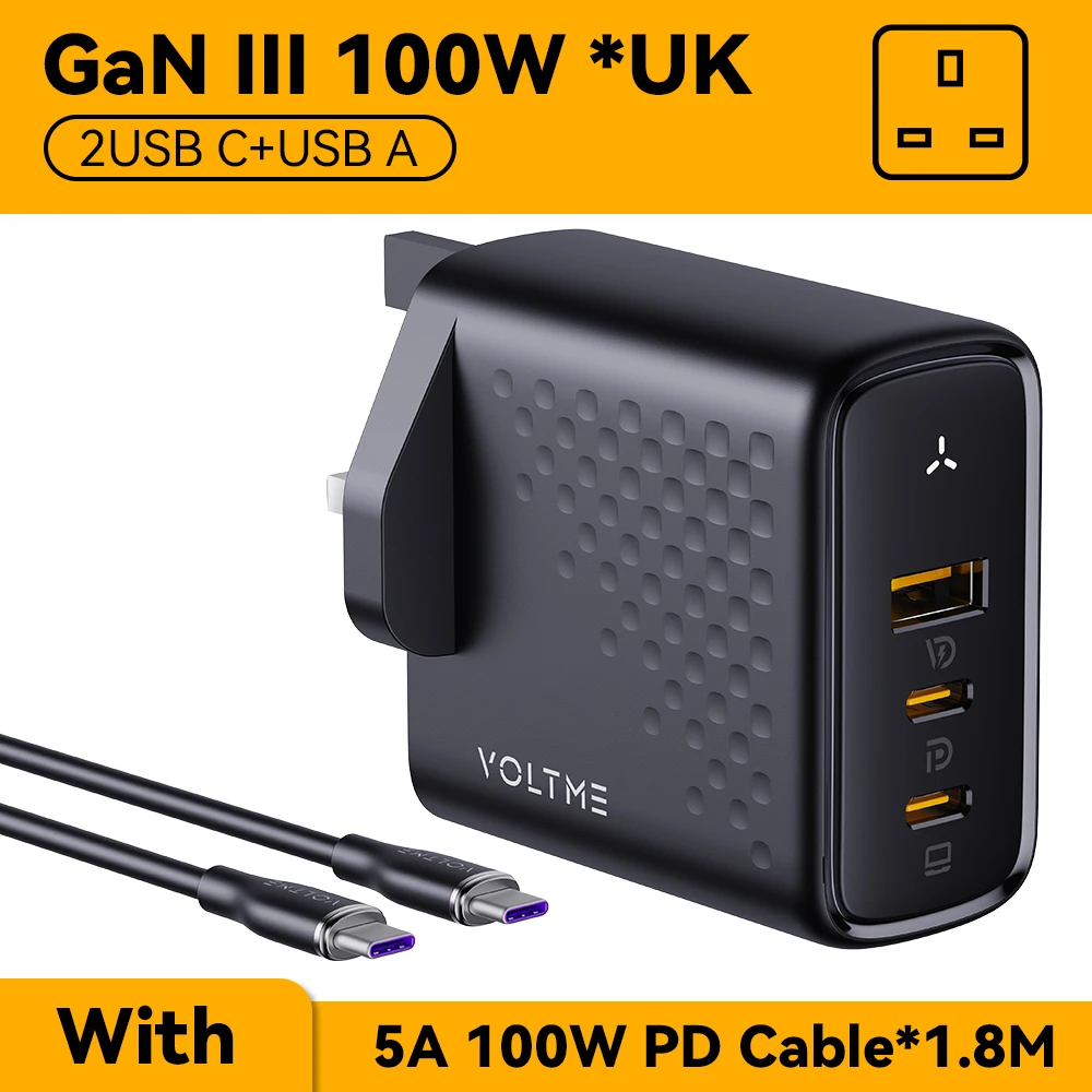 100W UK Black Cable