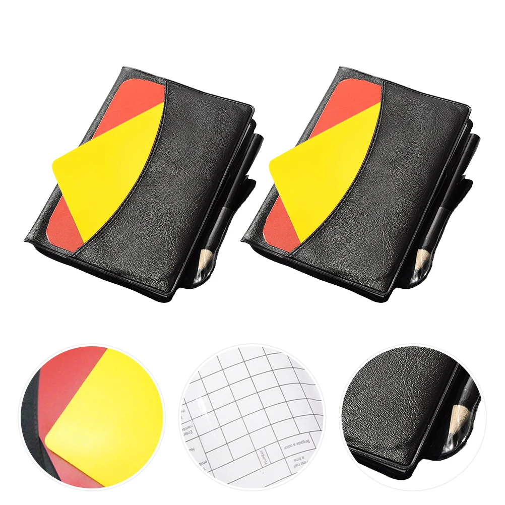 

2 Sets Accessories Referee Red and Yellow Card Purses Game Record Pencil Professional Kit