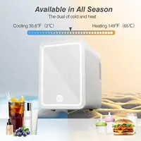 Mini Fridge with Dimmable LED Mirror 4 Liter Easy-Take Skincare Fridge Small Refrigerating Makeup for Bedroom Car Portable 2
