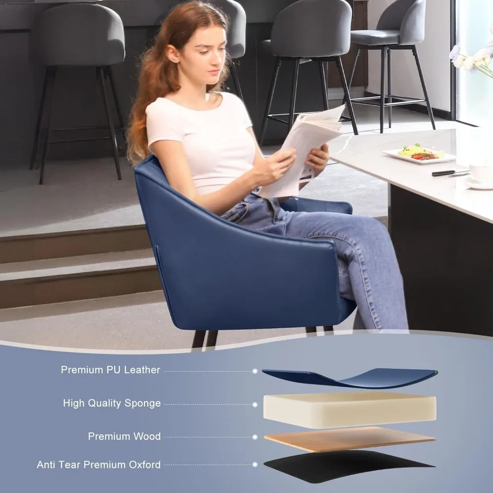 Modern Leather Dining Chairs Set of 2- High Back, Armrest, Metal Legs - Ideal for Kitchen, Dining & Reading  table restaurant 5