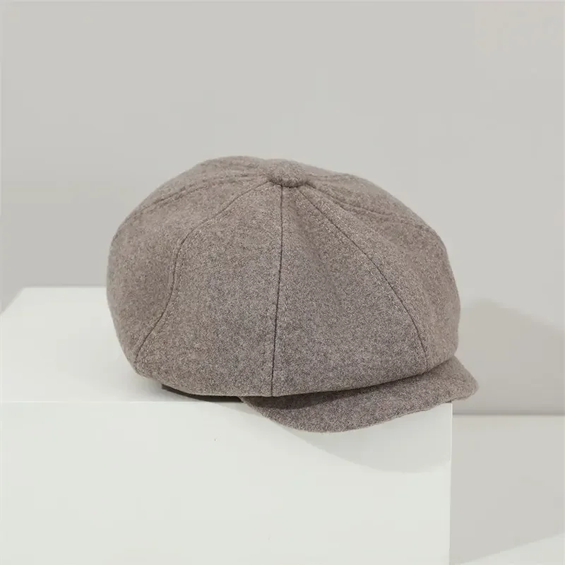 Autumn Acrylic Warm Solid Octagonal Hats for Child Girl and Boy Berets Painter Hat Beanie Cap 01