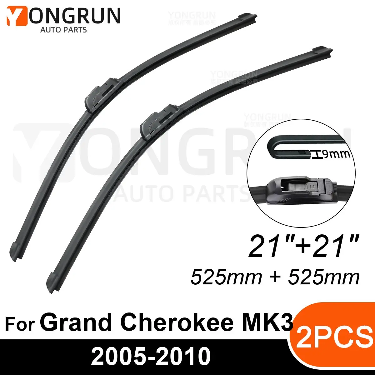 

Передние стеклоочистители для Jeep Grand Cherokee MK3 2005-2010, резиновая щетка стеклоочистителя 21 + 21 дюйм, аксессуары для лобового стекла автомобиля 2008 2009