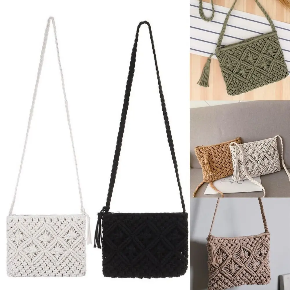 Bohemian Tassel Cotton Woven Vacation Beach Crossbody Bag SX1012