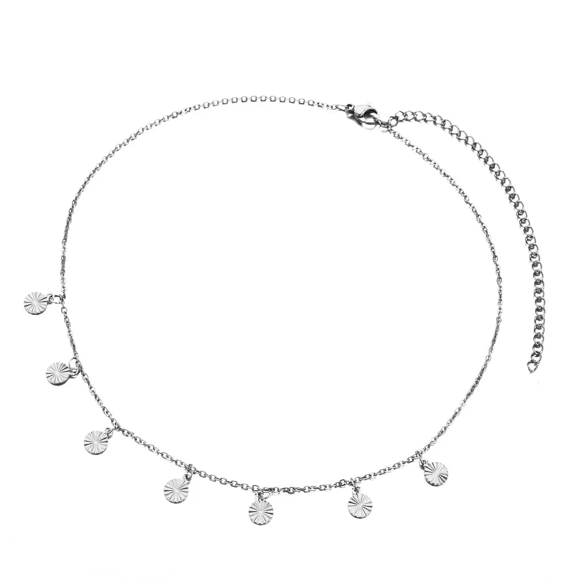 gold necklace MinaMaMa Gold Color Stainless Steel Tassel Glitter Disc Choker Necklaces For Women Fashion Vintage Collar Jewelry