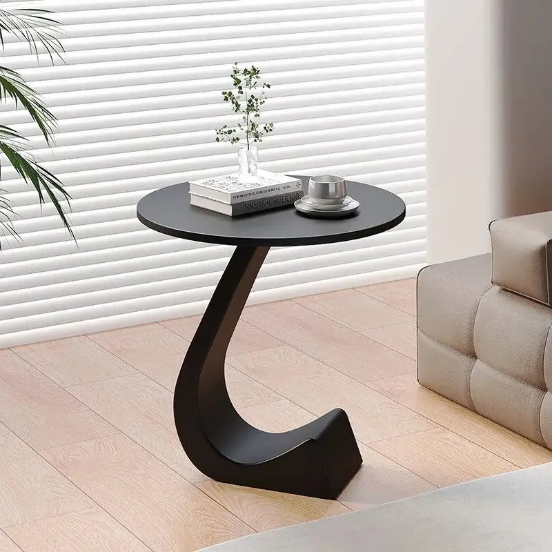Petite table d'appoint de canapé de salon, dalle de roche, fouet haut de gamme, table de chevet ronde créative, maison moderne et simple, luxe abordable