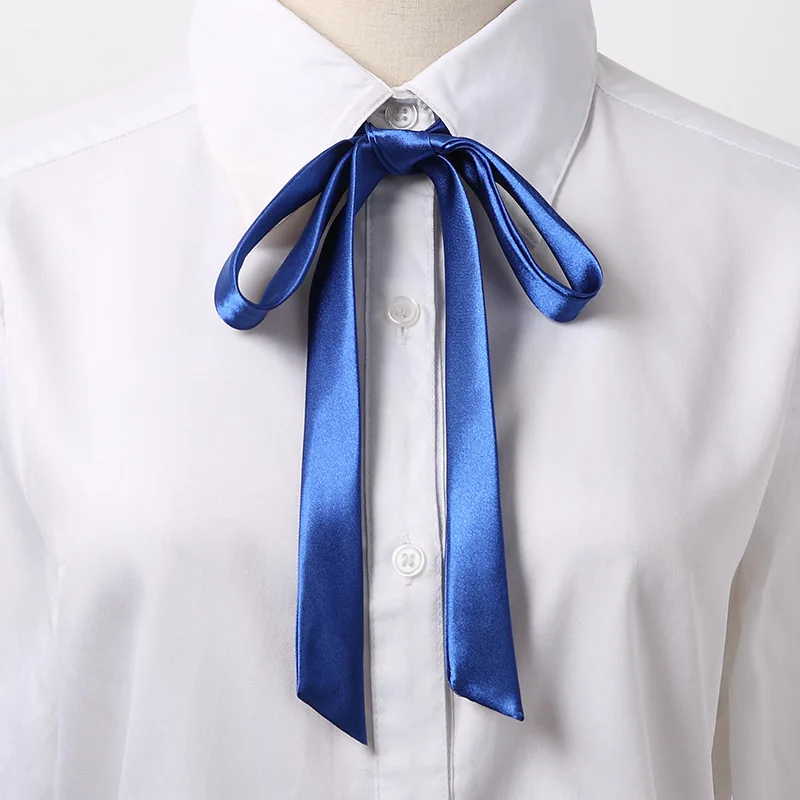 Koreanische kleine Schleifenkrawatte im College-Stil, Schuluniform-Hemd-Accessoires, lange Bänder, Kragen, Blumen für Herren und Damen – Detail 4