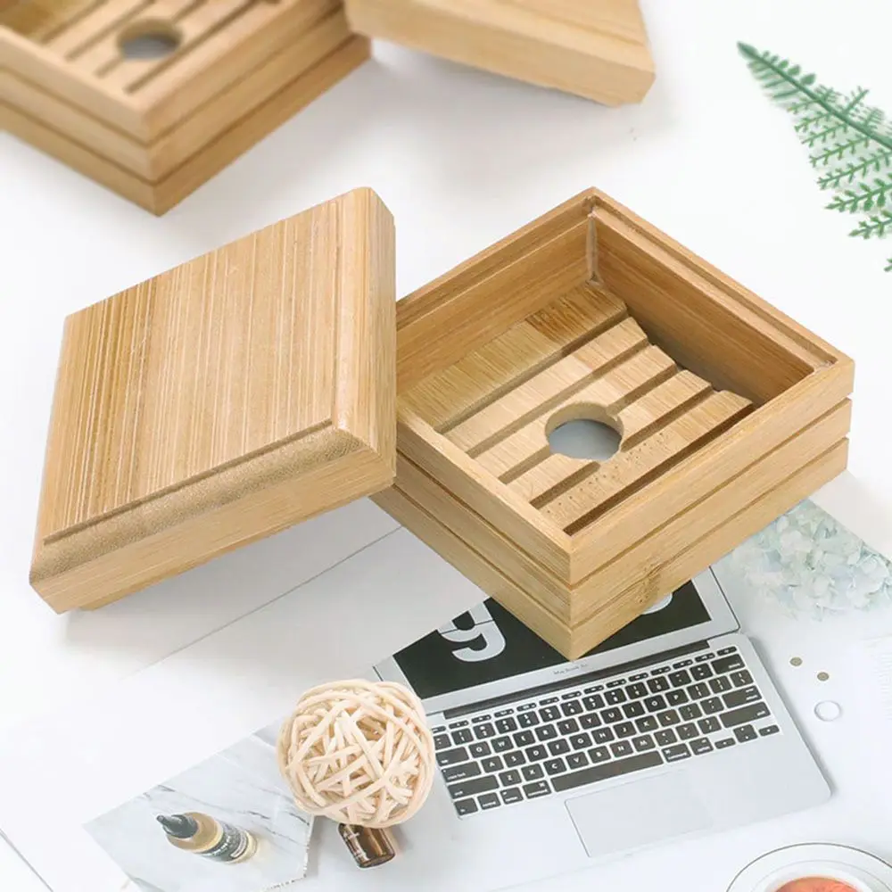 Self Draining Soap Dish Hanging Box Shower Kitchen Bathroom Soap Tray Bamboo Storage Rack Soap Saver Home Improvement Hardware 4