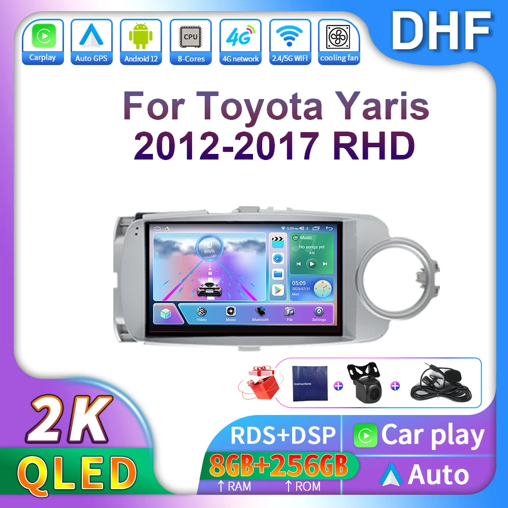 

Автомобильный радиоприемник DHF Android 13 для Toyota Yaris Vitz 2012 2013 2014 2015 2016 2017 Carplay GPS навигация 4G Автомобильный мультимедийный плеер