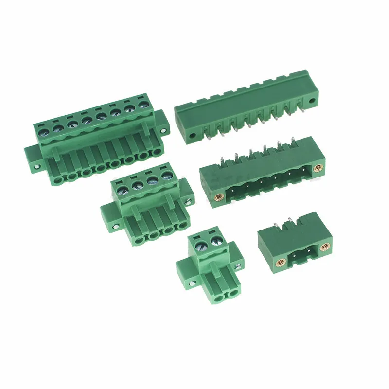 

2set 2EDGKM-5.08 Fixed Flange Holding Screw Ear Connectors Terminal 2/3/4/5/6/8/12P 5.08mm Pitch PCB With Lock
