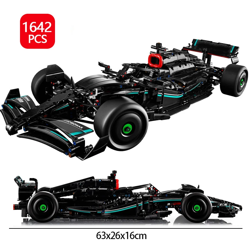 1642PCS 테크니컬 W14 E 1:8 스케일 F1 레이싱카 빌딩 블록 MOC 포뮬러 레이싱카 모델 조립 장난감 남자아이 생일 선물