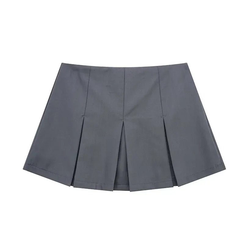 2025 New High Waisted Pleated Skirt Women Fashion Streetwear Side Zipper Mini Skirts Woman Casual All-Match Basic A-Line Skirts 3