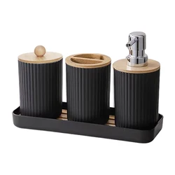 Deluxe Bathroom Vanity Accessory Set with Apothecary Jars (Black)
