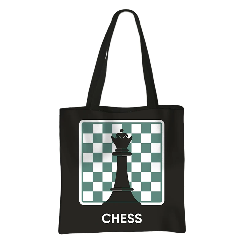 Chess Print Shopping Bag Women Handbag Large Capacity Grocery Bags Shopper Bag Shoulder