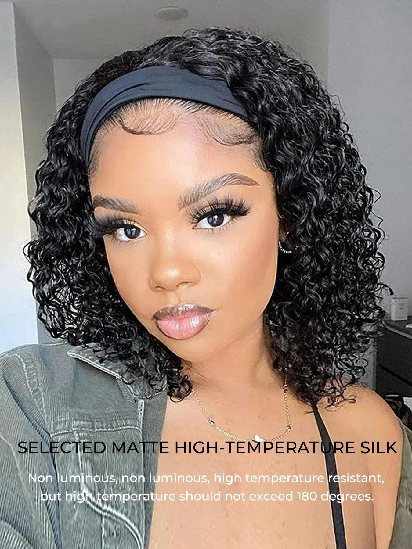Synthetic Kinky Curly Black Wig for Women Daily Party Use