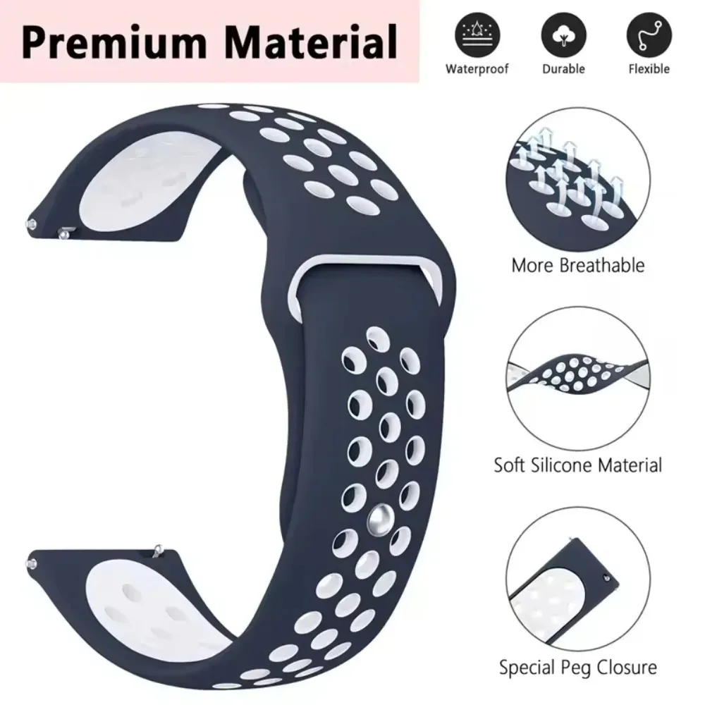 Breathable Adjustable Silicone Watch Strap - 18/20/22mm