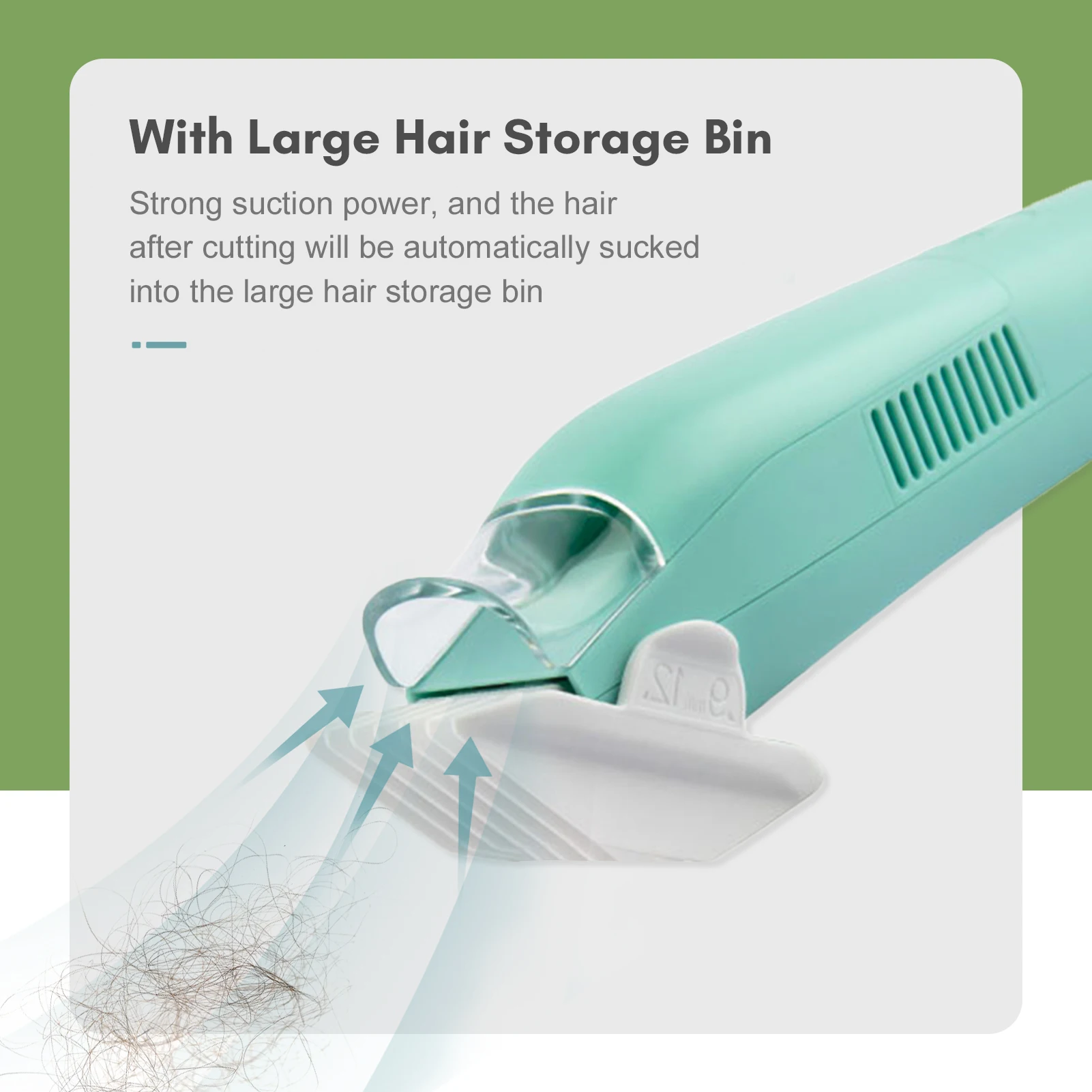 Vacuum Baby Hair Clipper Cordless Electric Hair Trimmer for Kids and Children Low Noise IPX7 Waterproof with 2 Guide Combs