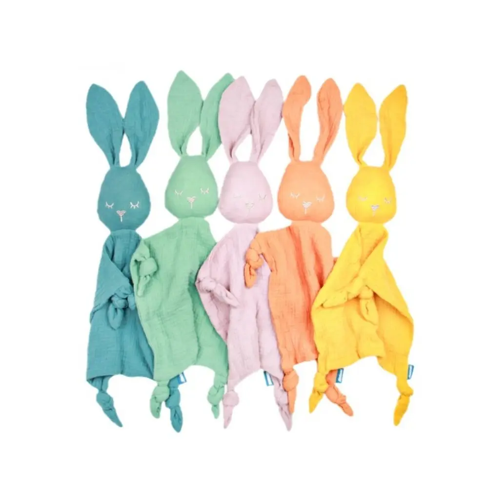 Soft Baby Cotton Gauze Blanket Cartoon Sensory Toy Comforter Saliva Scarf Rabbit Ears Cute Doll Soothe Appease Towel Infant Use