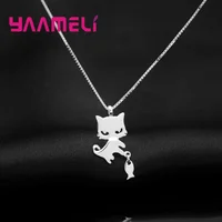 Charmming Necklaces for Woman Girl  Gift 925 Sterling Silver Cat and Fish Pendant+Box Chain New Trend Fashion Jewelry 2