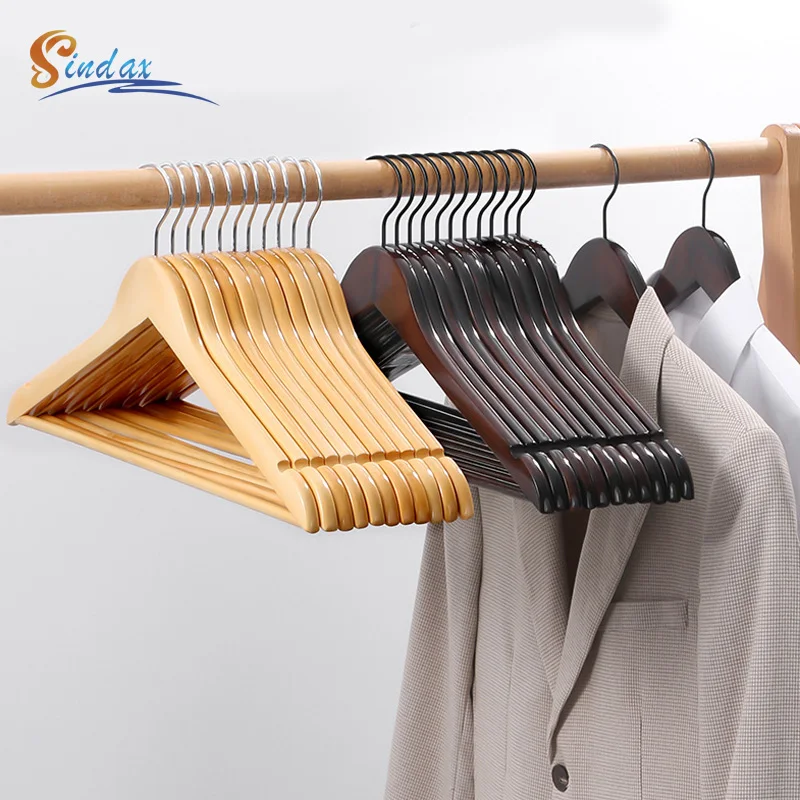 

5pcs Natural Wooden hangers for Clothes Home Premium Wood Suit Clothes Hangers Anti-slip Pants Hangers Retro Wardrobe organizers