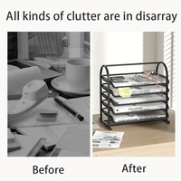 Letter tray Desktop storage rack, 3-tier mesh paper tray, documents, letters, office paper storage box 2