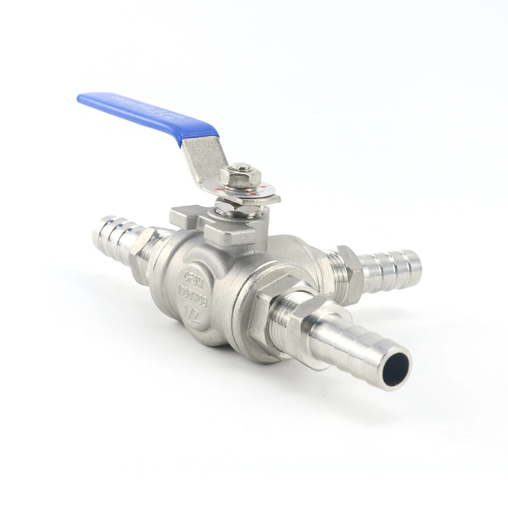 Adattatore connettore valvola a sfera a 3 vie con porta L/T in acciaio inossidabile da 1/2 3/4 per acqua olio gas 8/10/12/14/16/20mm  13