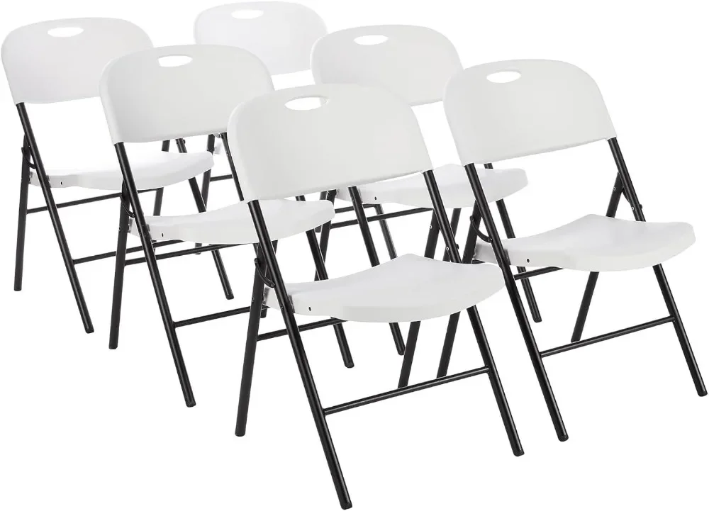 Basics Folding Plastic Chair with 350-Pound Capacity - 6-Pack, White，Conference Chair, party folding chair outdoor chair,