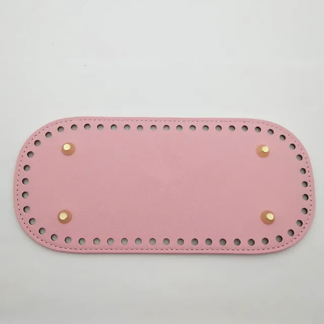 Long Bottom for Knitted Bags PU leather Bag Accessories Handmade Bottom DIY Crochet Bag Bottoms for Women Handbag pink