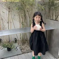 Mode nouvelles filles bébé noir robe d'été fille élégante enfants sans manches robes de fête d'anniversaire enfants vêtements robes 25 3