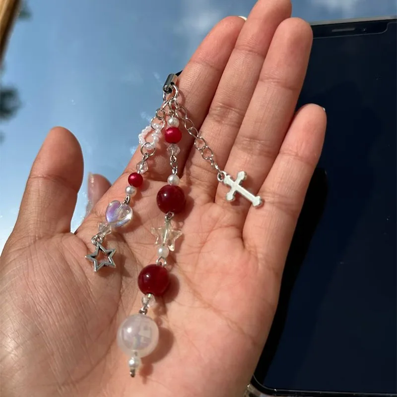 DAVBNM 3 Pcs Phone Charm, Christmas Beaded Phone Strap Anti-Lost Bracelet For Women Keychains Pendant Wallets Cameras Decoration - View #8