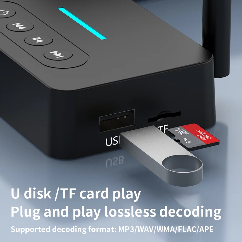 NFC Bluetooth Receiver Transmitter 5.1 Stereo AUX 3.5mm Jack RCA Handsfree Call Mic Wireless Music Audio Adapter TF/USB For TV
