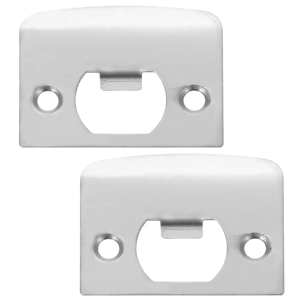 

2 Pcs Lock Tongue Buckle Door Hole Cover Plate Cabinet Front Reinforcement Stainless Steel Strike