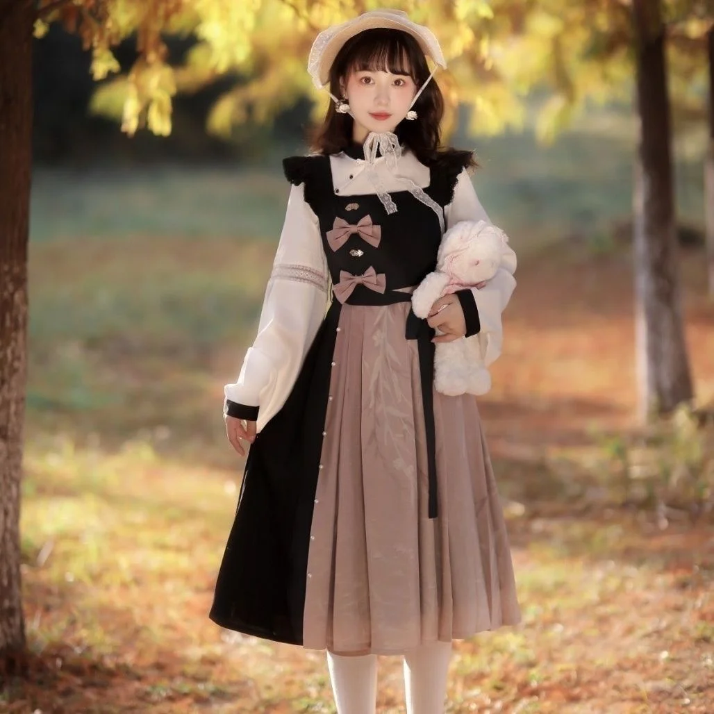[Dusk] New Chinese Fairy Two Piece Set of Daily Antique Lolita Skirt Suits Gothic Women Girl Lolita Bunny