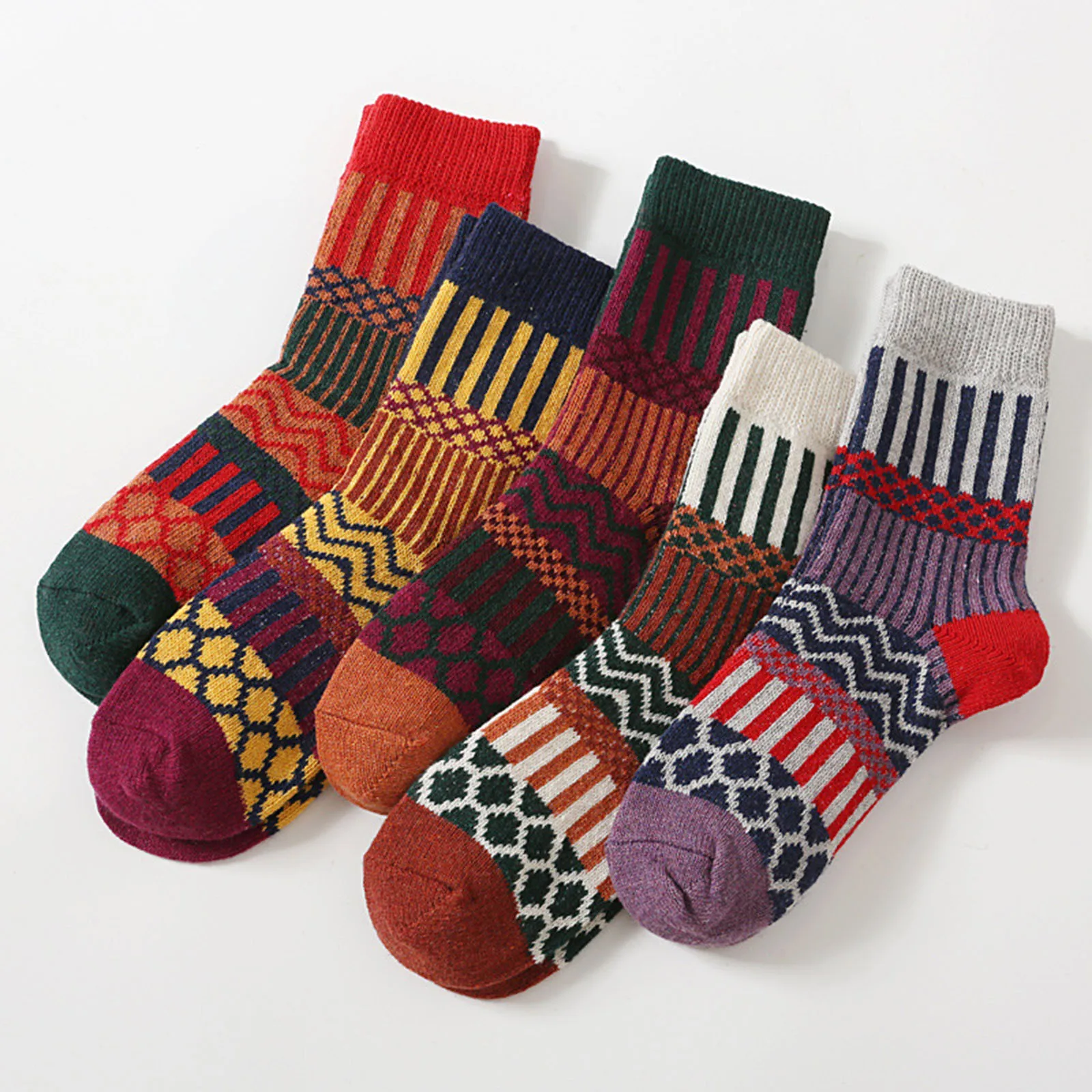 

Women's Socks Winter 2024 New Product Fashion Casual Plus Velvet Thickened Cylinder Breathable and Warm Cashmere Socks Women 5pc