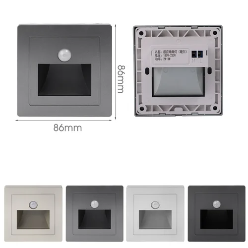 LED 벽 램프 PIR 모션 매입형 계단 조명, 실내 야외 장식, 계단 조명, 사다리 계단 복도 벽 램프 AC180-240V 6