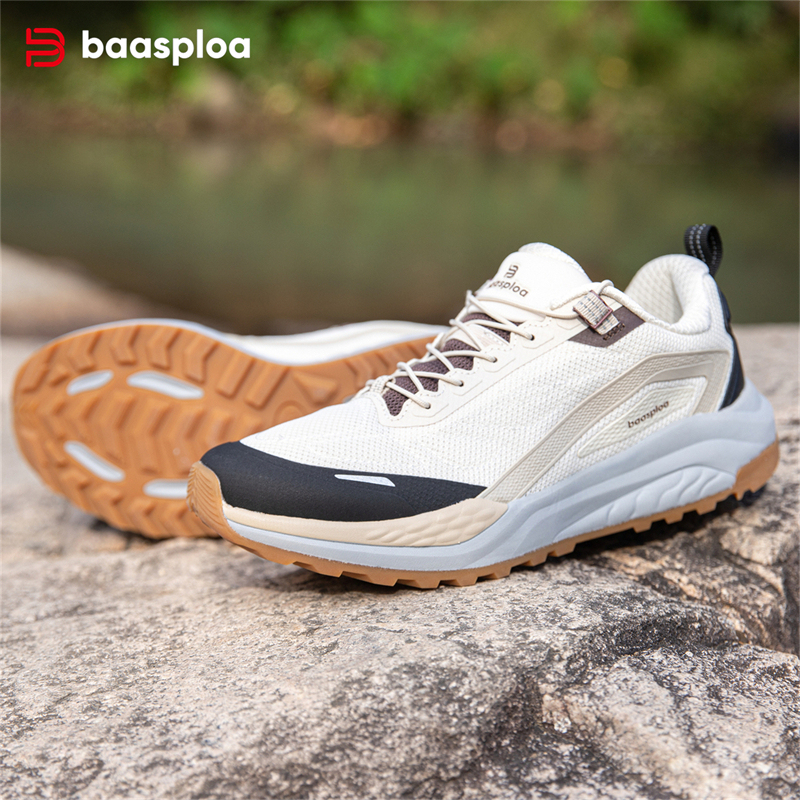 Baasploa Men Fashion Outdoor Sneakers Anti Slip Wear-Resistant Climbing Hiking Shoes Male Comfort Elastic Brand Casual Sneakers